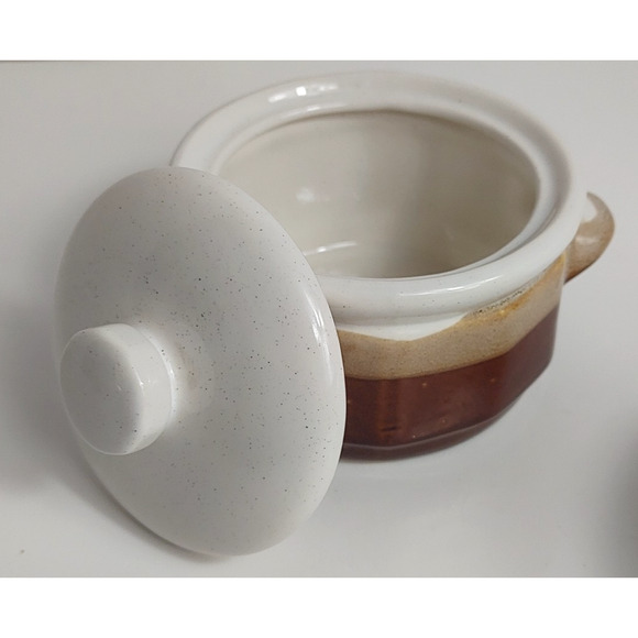 2 Vintage 1960's Mt Clemens Pottery Bean Crock Bowls Ceramic Pots with Lids READ - Picture 10 of 11